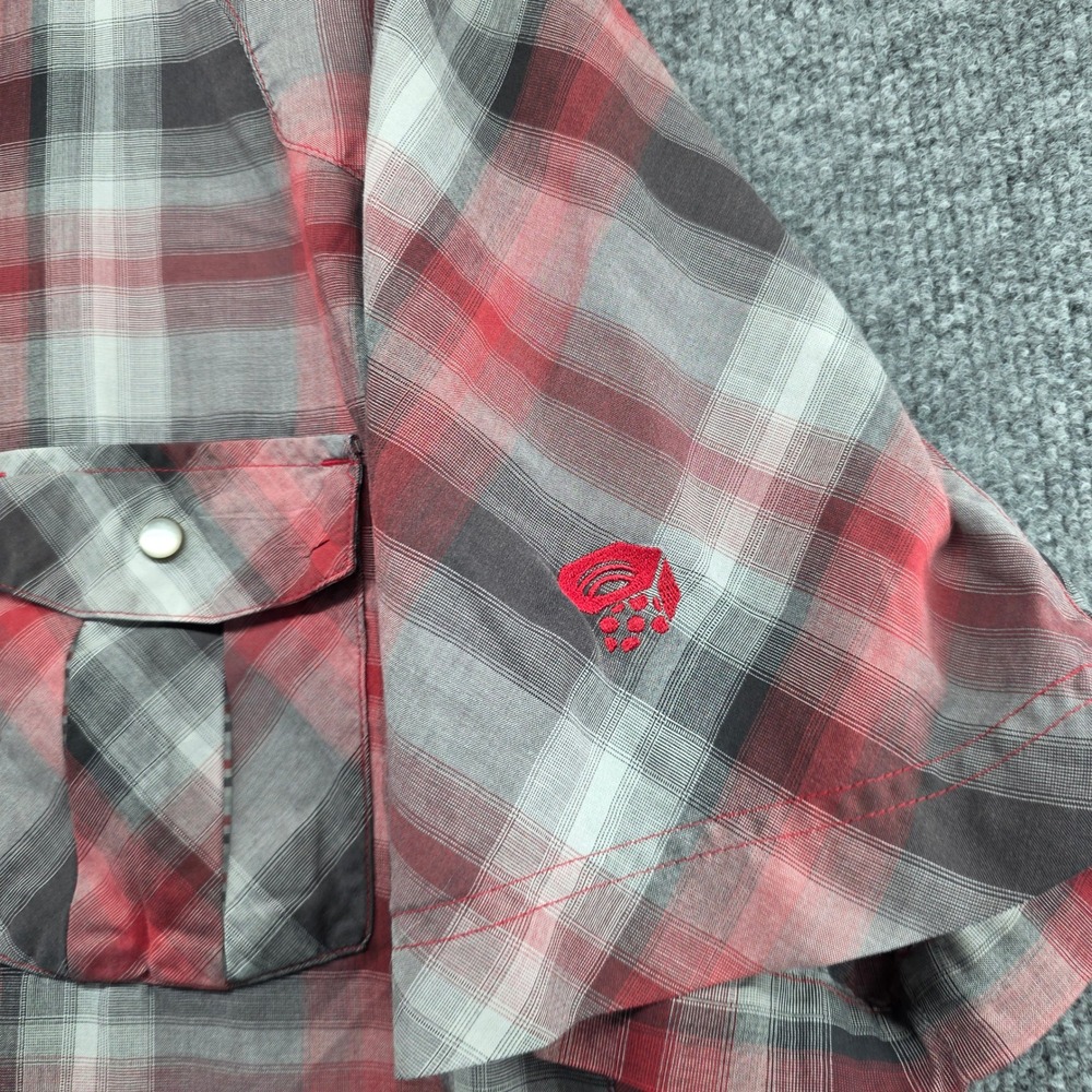 Mountain Hardwear Mens Red Plaid Western Snap Short Sleeve Shirt OM4664 Large - Picture 2 of 9